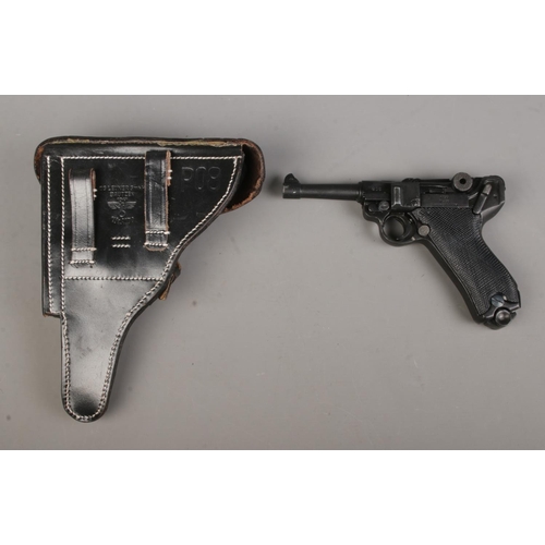 A Replica Denix P 08 Parabellum Pistol In Reproduction Holster Stamped P08 1941 Pistol Stamped 9 9039