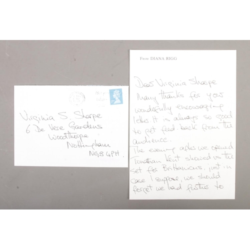 118 - A signed handwritten letter from actress Diana Rigg (Avengers/James Bond) addressed to Virginia Shar... 