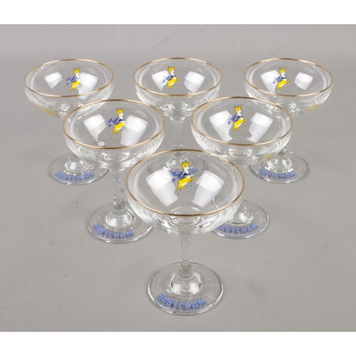 125 - A set of six Babycham glasses.