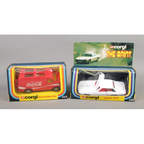 128 - Two boxed Corgi diecast vehicles to include 1970's The Saint Jaguar XJS (Number 320) and Coca-Cola V... 