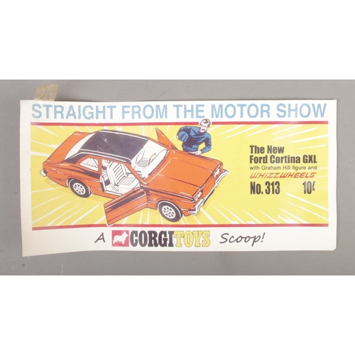 131 - A Corgi Toys Scoop! advertising leaflet: Straight From The Motor Show, The New Ford Cortina GXL with... 