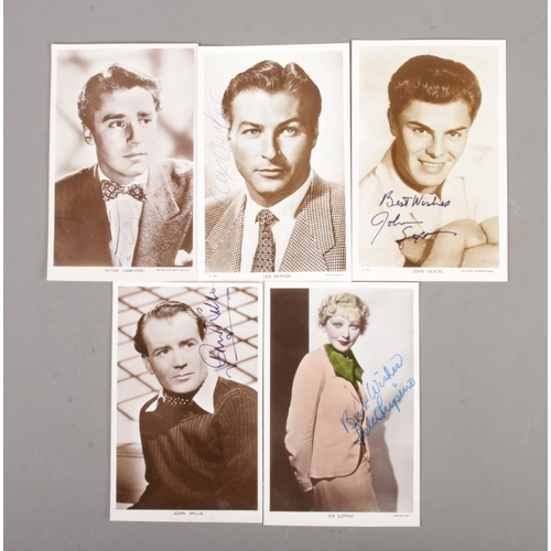 132 - A collection of signed Picturegoer Photographic Postcards to include Peter Lawford, Lex Barker, John... 