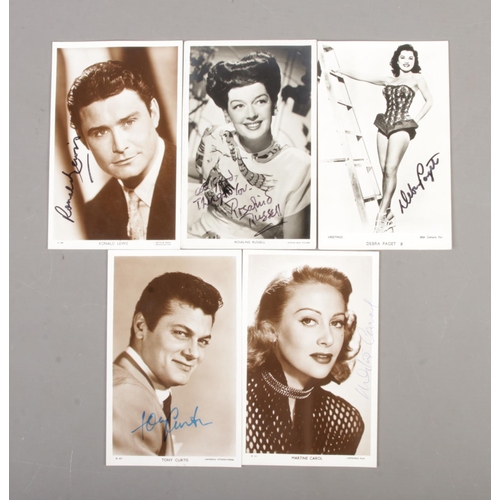 133 - A collection of signed monochrome postcards, mostly Picturegoer series, to include Debra Paget, Rosa... 