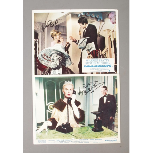 140 - Two signed colour film stills to include Warren Beatty 'Kaleidoscope' and Paul Newman 'From the Terr... 