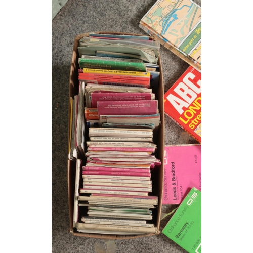 211 - A box of assorted British ordnance survey maps to include Yorkshire, Wales, Three Peaks, etc.