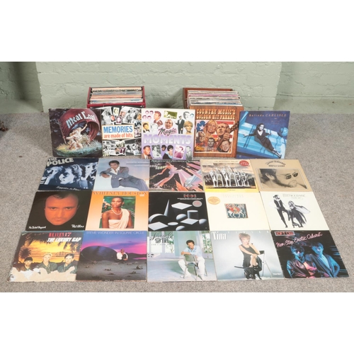 222 - Two boxes of assorted records, to include Donna Summer, The Beautiful South, Lionel Richie, Stevie W... 