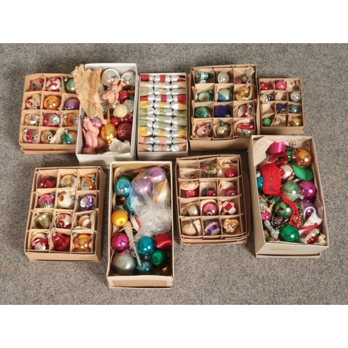 233 - A box containing a good collection of vintage Christmas decorations in original storage boxes. Inclu... 