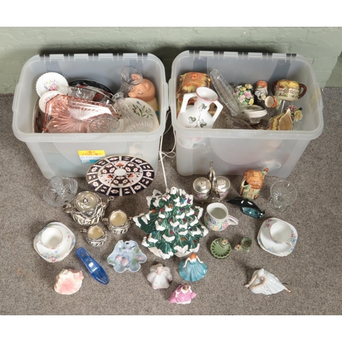 269 - Two boxes of assorted items, mainly ceramics and glassware. To include Royal Crown Derby plate in th... 