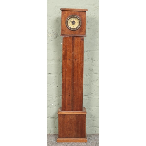 272 - A mahogany long case clock of small proportions. Housing German mechanical movement. Height 95cm.