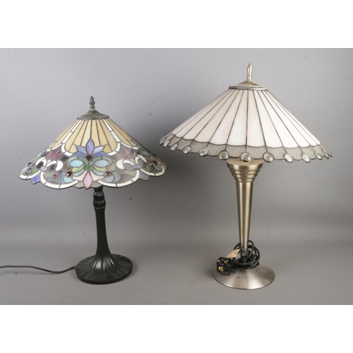 290 - Two Tiffany style stained glass table lamps to include floral example.