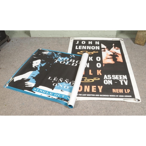 293 - Two large promotional posters for John Lennon and Yoko Ono to include Nobody Told Me and Milk and Ho... 