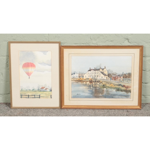 358 - Joe Proudlove (British, Local Interest) A landscape watercolour town river scene titled 'Madeley Mil... 