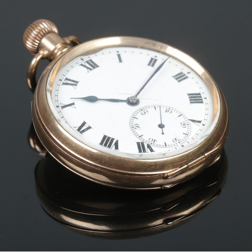 394 - A gold plated pocket watch, with Roman Numeral dial featuring subsidiary second dial and Swiss made ... 