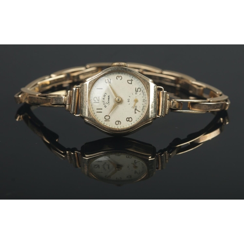 410 - A ladies 9ct Gold Rotary Seven manual wind wristwatch, on 9ct Gold Britannic watch strap. Total weig... 