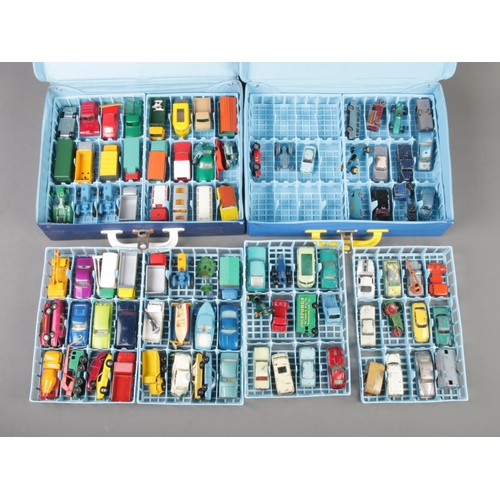 92 - Two Matchbox collectors carrying cases: Number 41 and Matchbox Superfast, each containing four near ... 