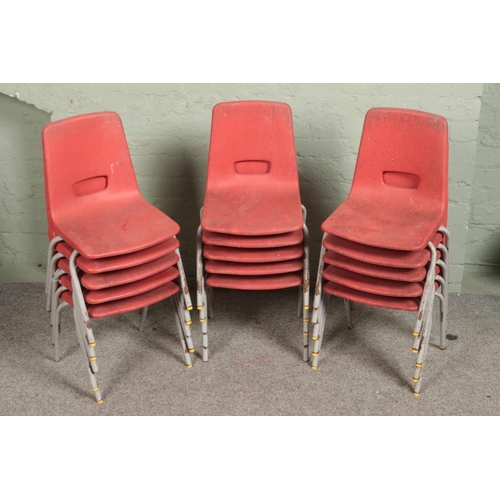 542 - A set of 15 late 20th century children's school chairs.