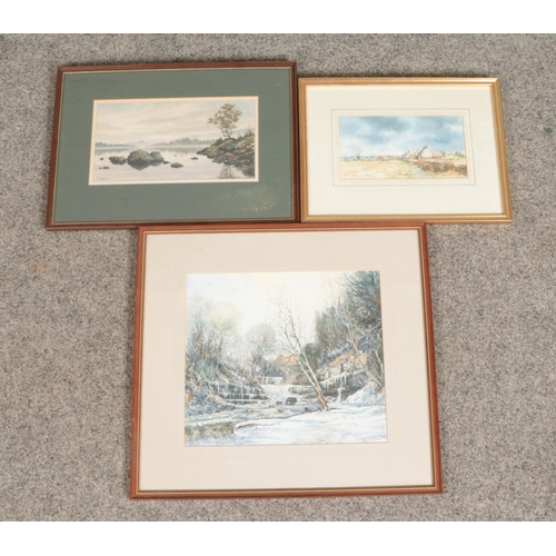 372 - A collection of three good quality watercolours of countryside themes including examples by J Freema... 