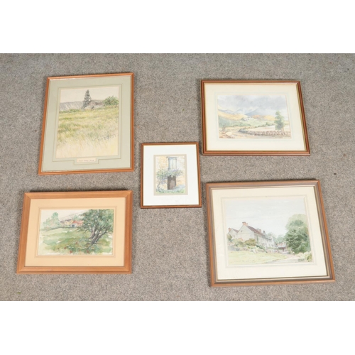 378 - A collection of watercolours including examples signed 