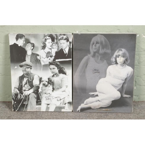 383 - Joanna Lumley and Mickey Rooney autographed box canvas portraits with certificates of authenticity.