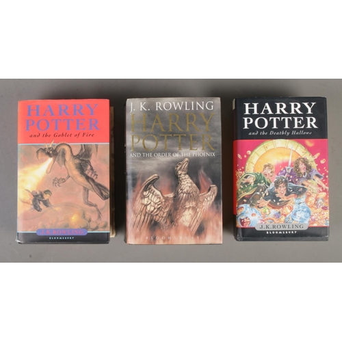 445 - J K Rowling, three Harry potter books, Harry Potter and the Goblet of Fire, Harry Potter and the Ord... 