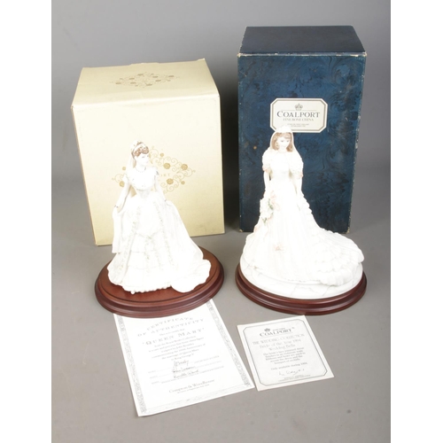 65 - Two boxed Coalport ceramic bride figures to include Bride of the Year 1994 'Wedding Bells' and limit... 