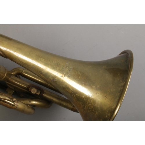 70 - A Leroy Paris brass plated pocket trumpet, in case.