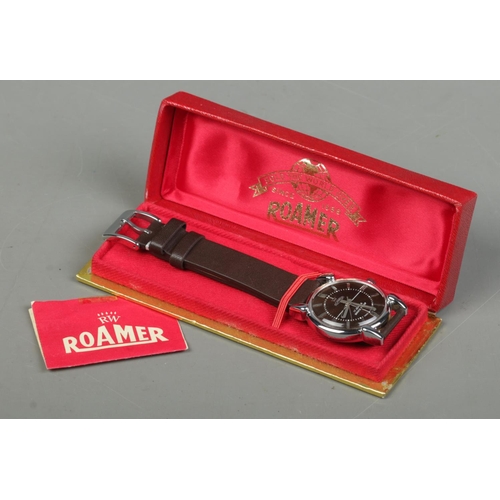 424 - A gents stainless steel Roamer manual wristwatch. With box and papers.