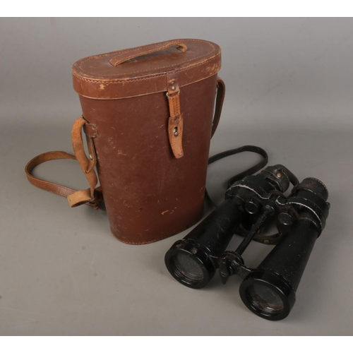 104 - Military Barr And Stroud CF41 WW2 binoculars in case.