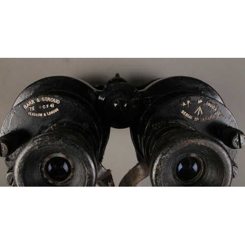 104 - Military Barr And Stroud CF41 WW2 binoculars in case.