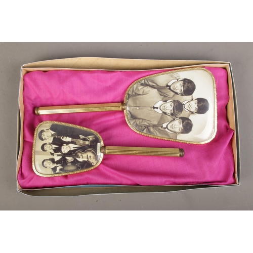 105 - A vintage Beatles two piece vanity set, both pieces backed with group photographs. Consisting of han... 