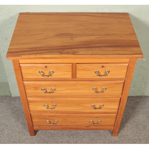 559 - A Victorian walnut chest of two over three drawers, with later brass handles. Height: 107cm, Width: ... 