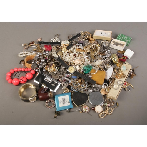 115 - A collection of costume jewellery including rings, bracelets, simulated pearls, necklaces etc.