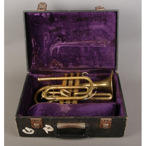 133 - Barratts of Manchester cornet in travel case.