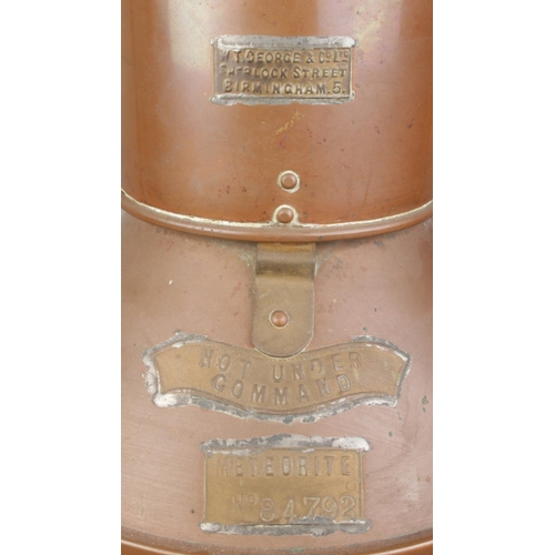 16 - A large copper ship lantern, bearing makers plaque for WT George & Co. Birmingham. Stamped 'Not Unde... 