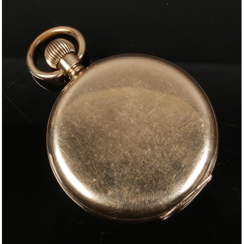 426 - A gold plated swiss made Elgin full hunters pocket watch with roman numeral dial.