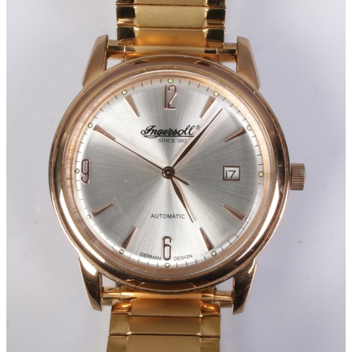 449 - A men's Ingersoll 21 Jewels stainless steel automatic wristwatch on expandable strap.