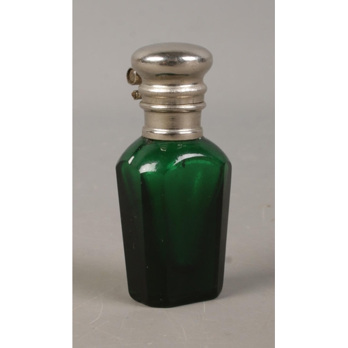 450 - A green glass scent bottle with Stanhope depicting Lennox Castle: 