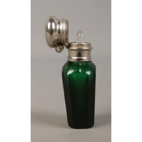 450 - A green glass scent bottle with Stanhope depicting Lennox Castle: 