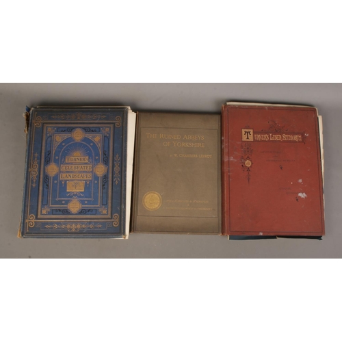 85 - Three antique books containing a collection of prints and etchings including Turner's Liber Studioru... 