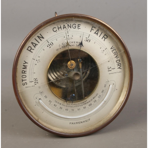 97 - A vintage JC Vickery desk barometer. Presentation message to back for service at St Giles's House Ga... 