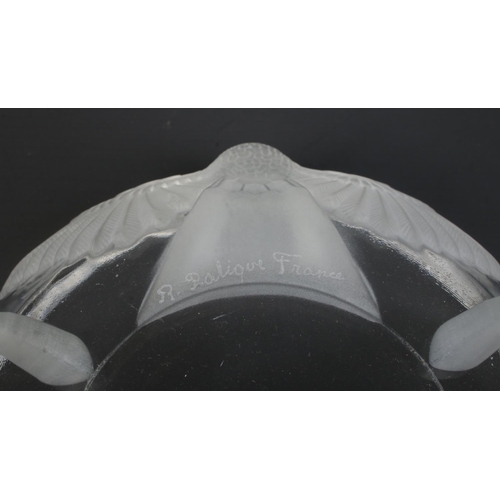 51 - Rene Lalique, a frosted glass bowl decorated with three birds. Etched R Lalique, France to base. Dia... 