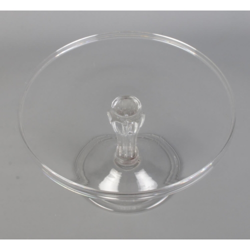 52 - A late 18th/early 19th century glass tazza with silesian stem and domed folded foot. Height 15cm, Di... 