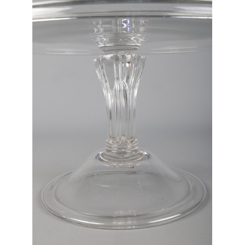 52 - A late 18th/early 19th century glass tazza with silesian stem and domed folded foot. Height 15cm, Di... 