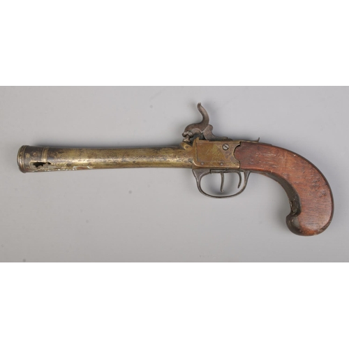 110 - A 19th century percussion blunderbuss pistol by Waters & Co. Length of barrel 18.5cm. CANNOT POST OV... 