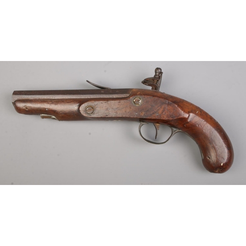 121 - A 19th century flintlock pistol with octagonal barrel. The lock plate stamped for Utting. CANNOT POS... 