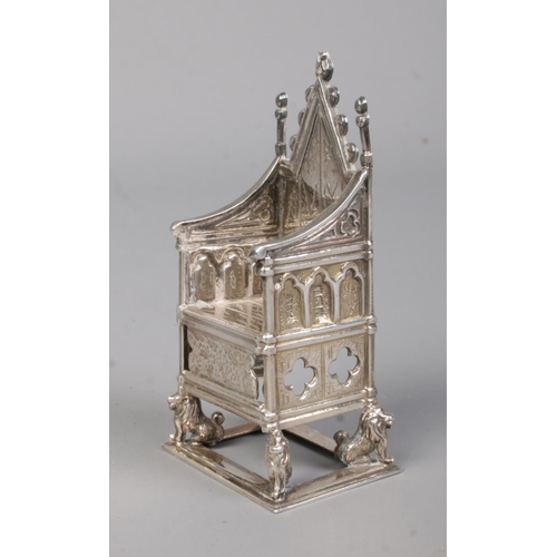 170 - A miniature silver model of The Coronation Chair. Assayed Birmingham 1910 by Adie & Lovekin Ltd. 14.... 