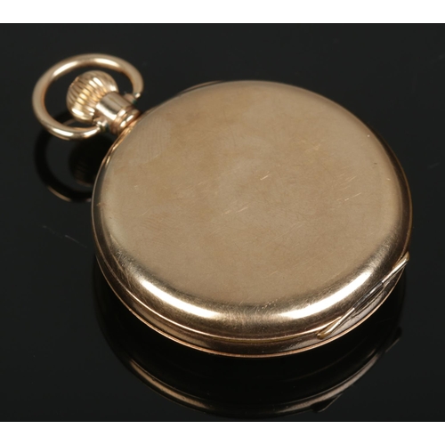 219 - A gold plated Omega pocket watch. The case stamped for Dennison Watch Case Co Ltd. Having Roman nume... 