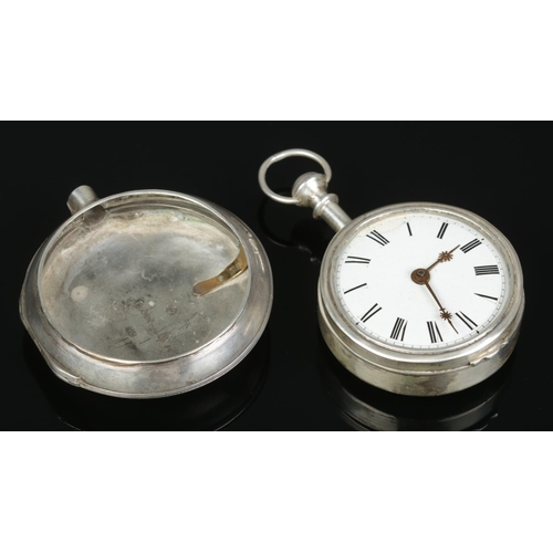 223 - A George III silver pair cased fusee pocket watch. The movement marked for Thomas Watson, London. Th... 