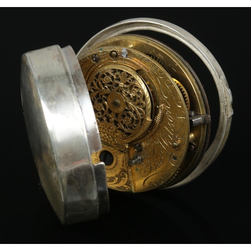 223 - A George III silver pair cased fusee pocket watch. The movement marked for Thomas Watson, London. Th... 