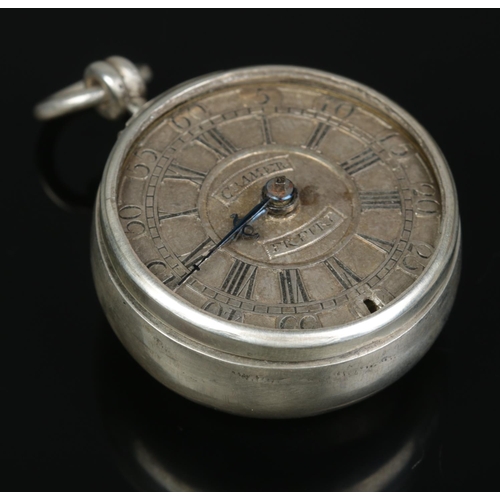 225 - An antique continental pair cased fusee pocket watch. The silvered dial stamped Cramer Frankfurt and... 